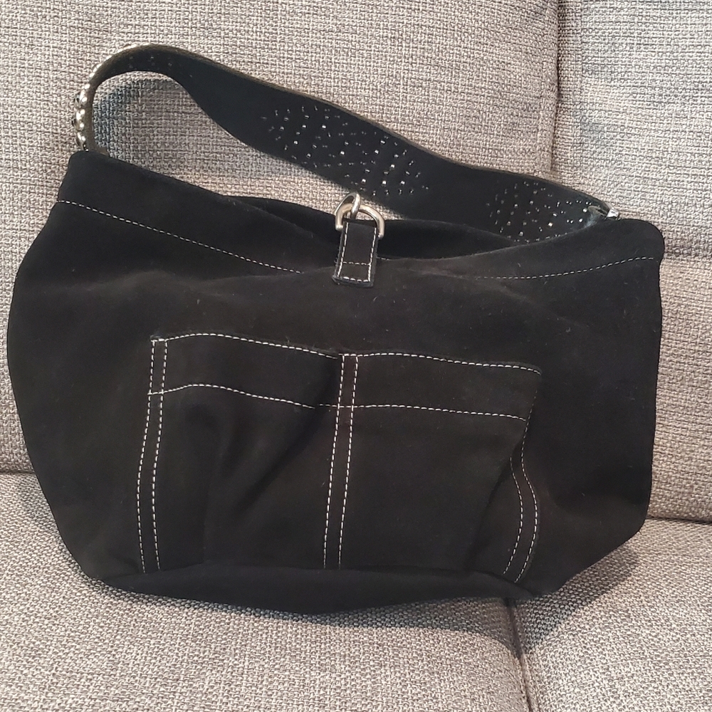 Tylie Malibu Once Bitten Forever Smitten Suede Hobo Black Bag